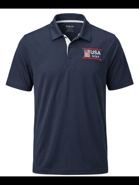 Wilson Navy Polo with USA Golf Patch and Red Trim Size XL